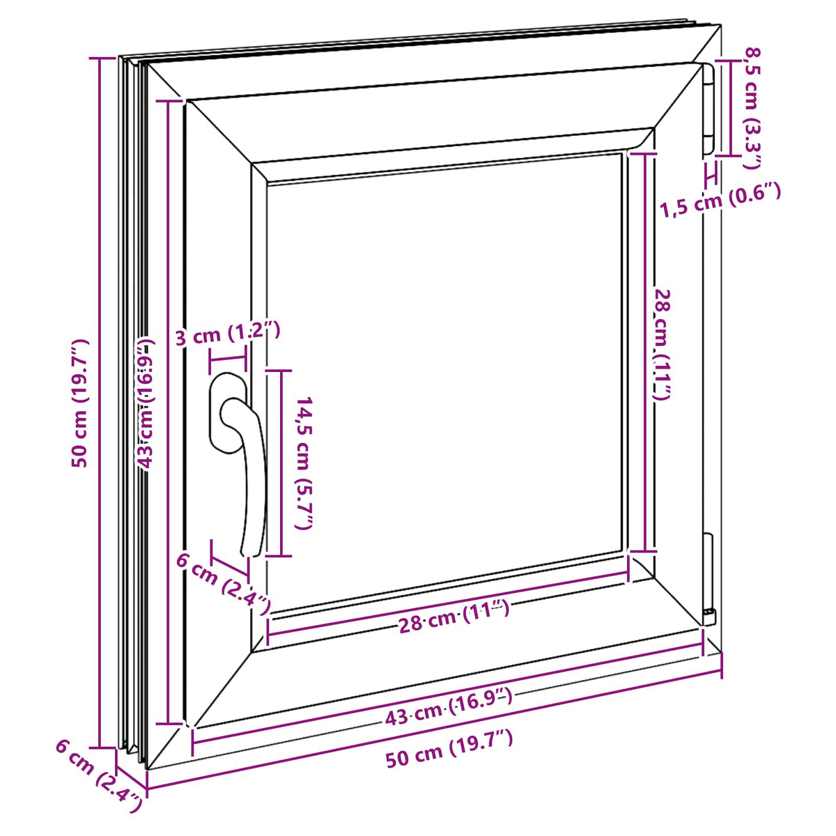 Prozor za podrum RISOR 50 x 50 cm PVC i staklo Antracit