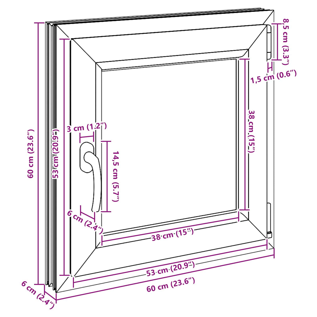 Prozor za podrum RISOR 60 x 60 cm PVC i staklo Antracit