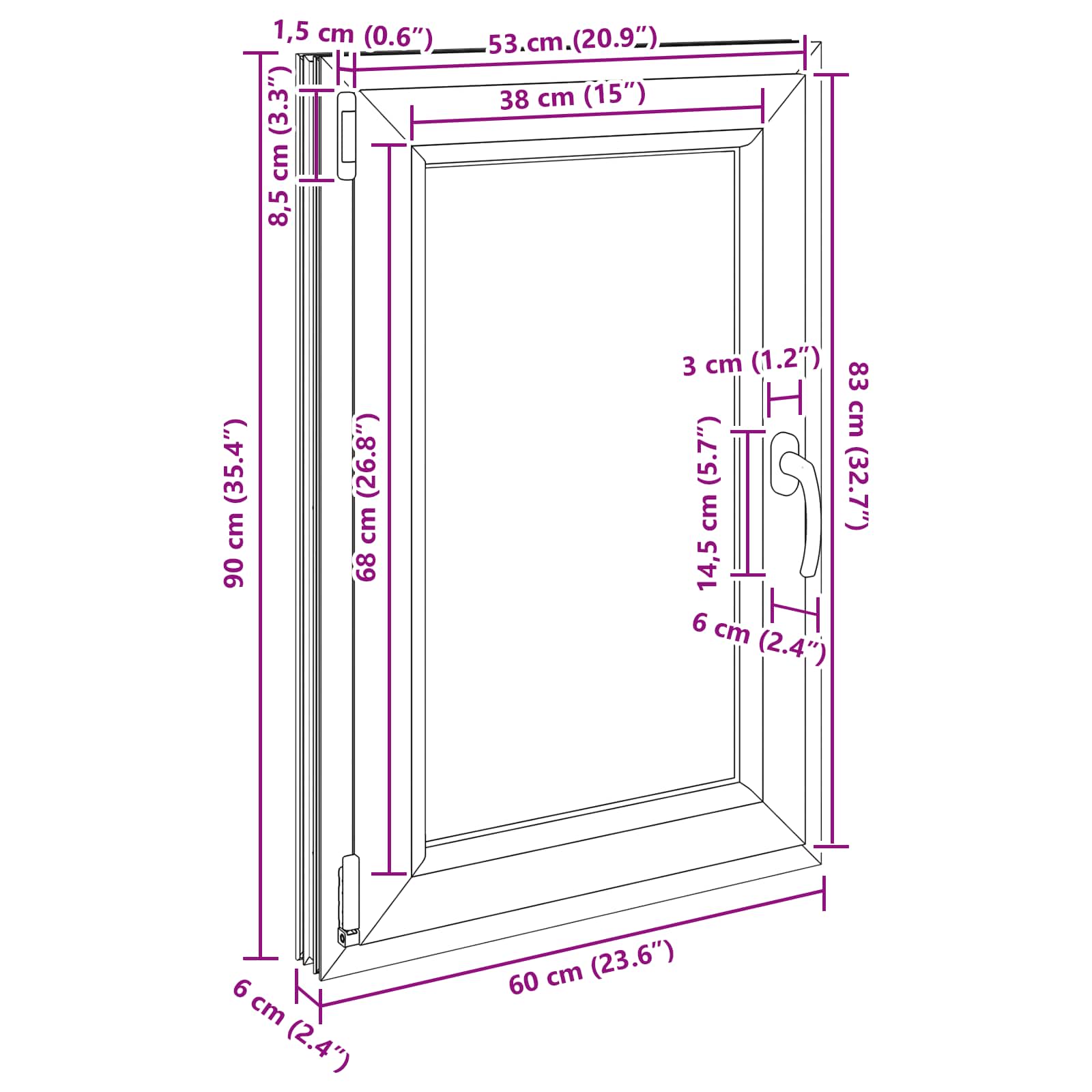 Prozor za podrum RISOR 60 x 90 cm PVC i staklo Antracit
