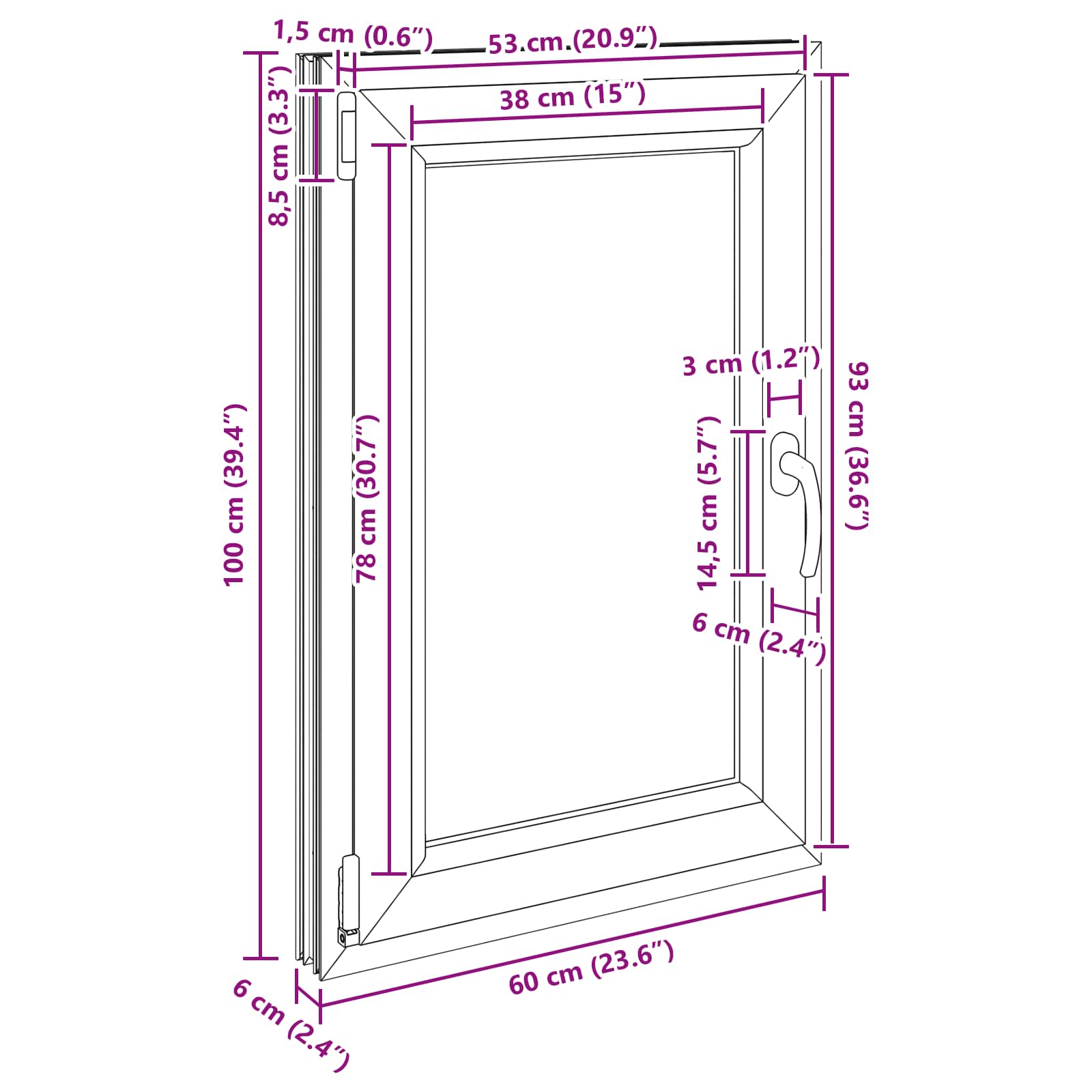 Prozor za podrum RISOR 60 x 100 cm PVC i staklo Antracit