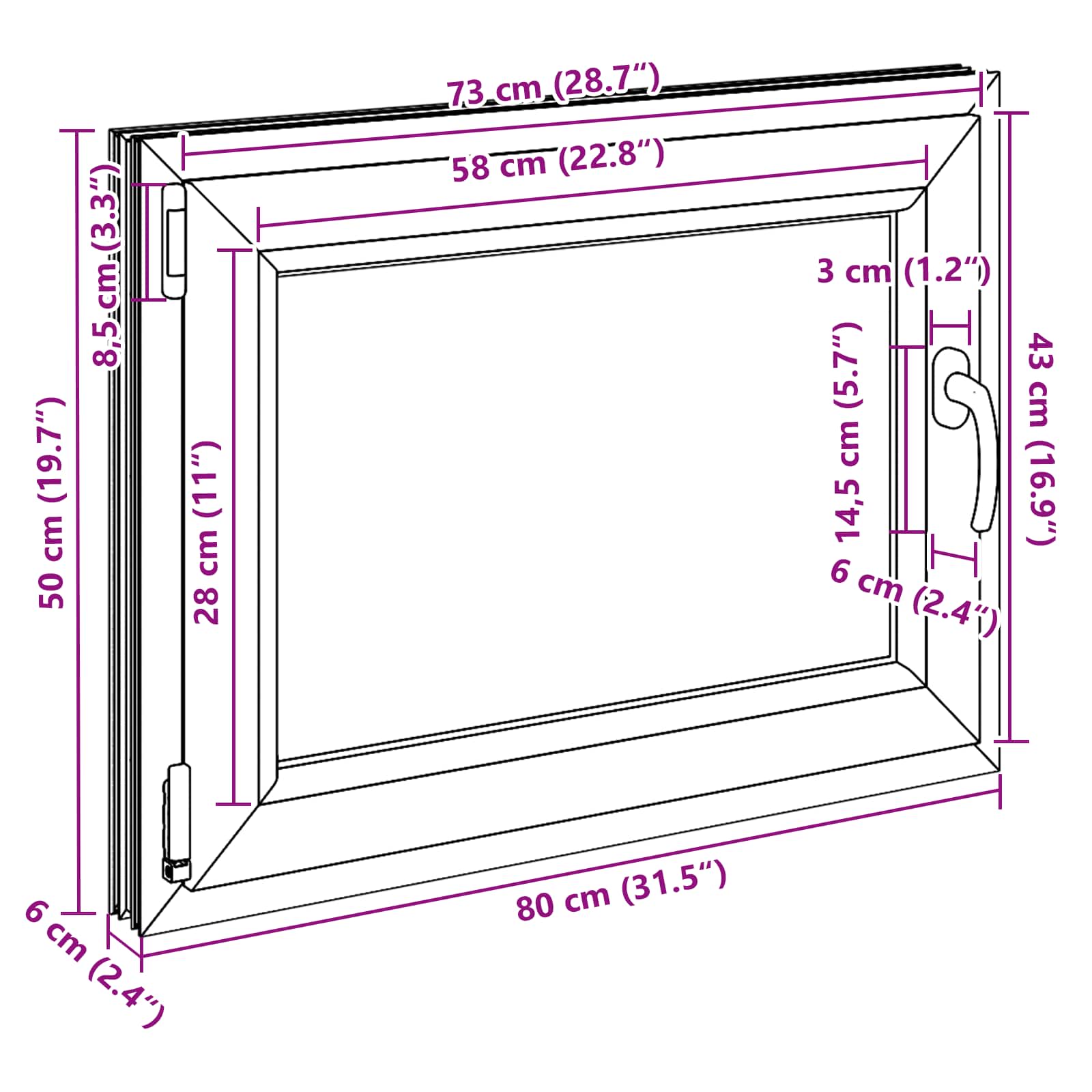 Prozor za podrum RISOR 80 x 50 cm PVC i staklo Antracit