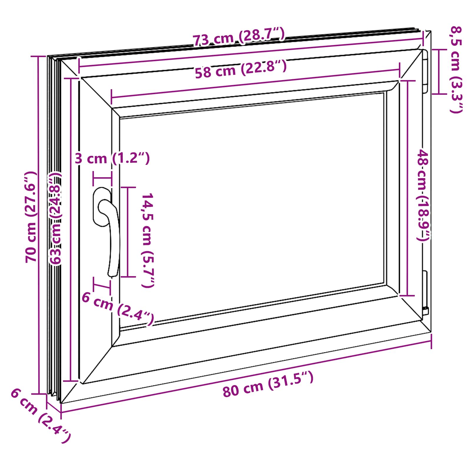 Prozor za podrum RISOR 80 x 60 cm PVC i staklo Antracit
