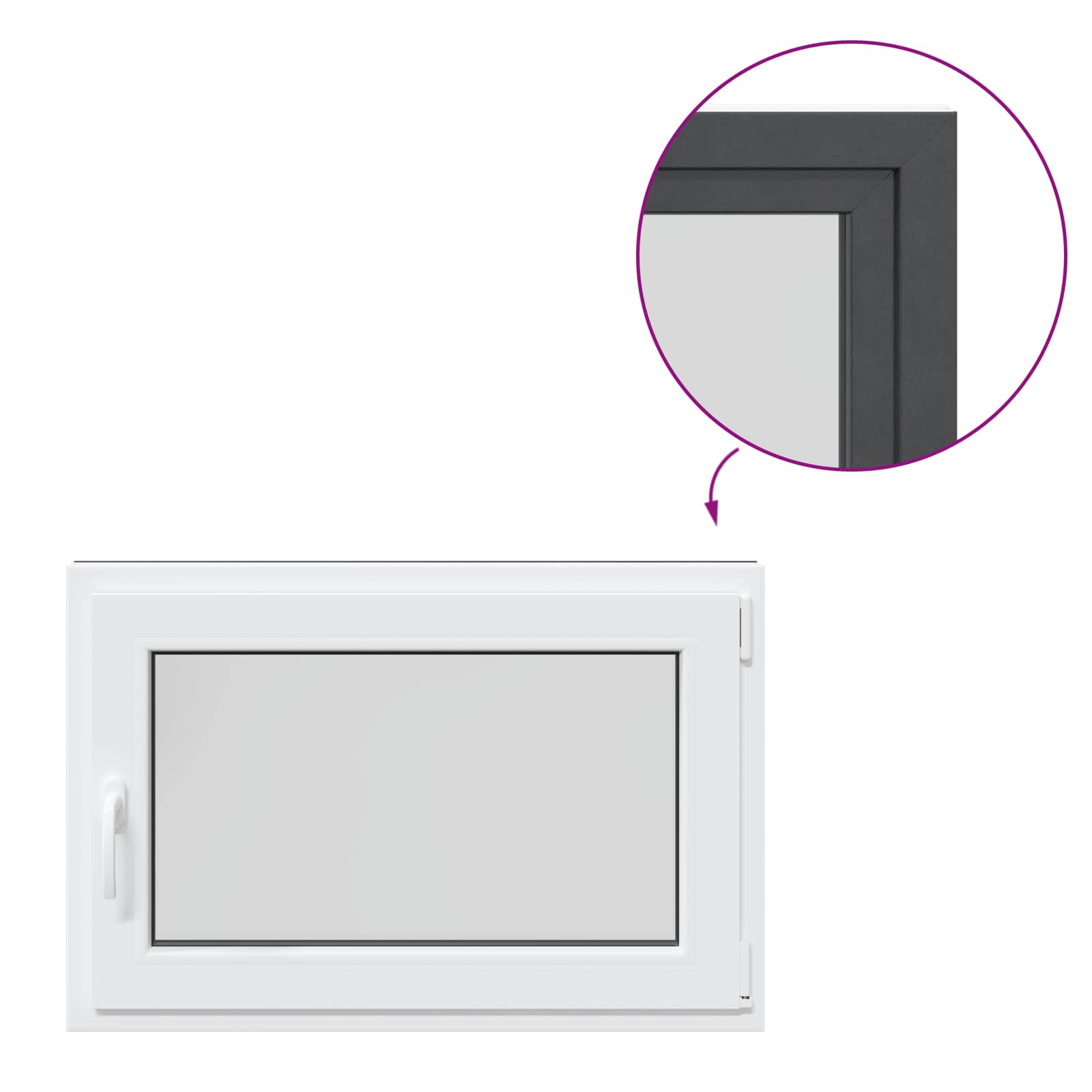 Prozor za podrum RISOR 80 x 70 cm PVC i staklo Antracit