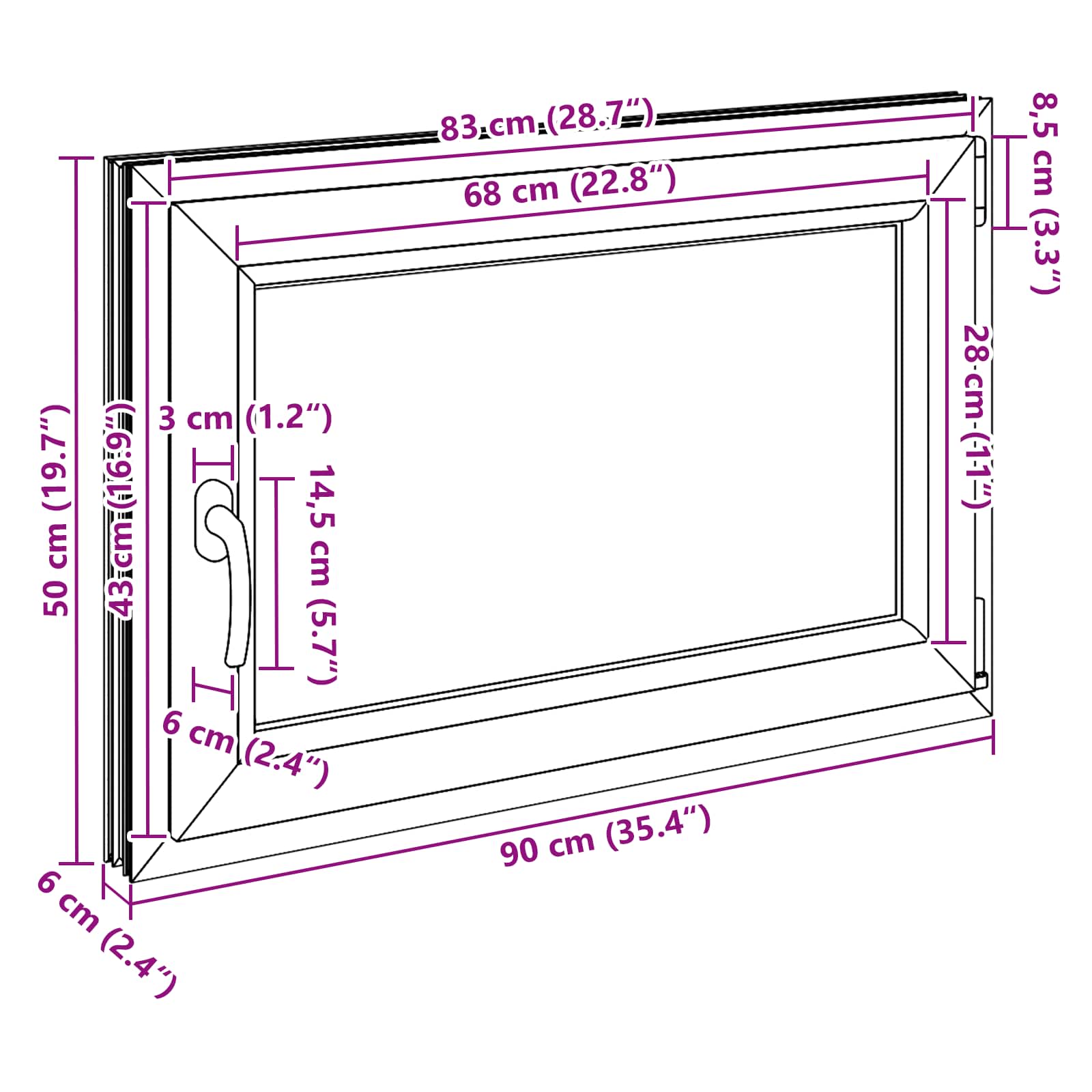 Prozor za podrum RISOR 80 x 70 cm PVC i staklo Antracit
