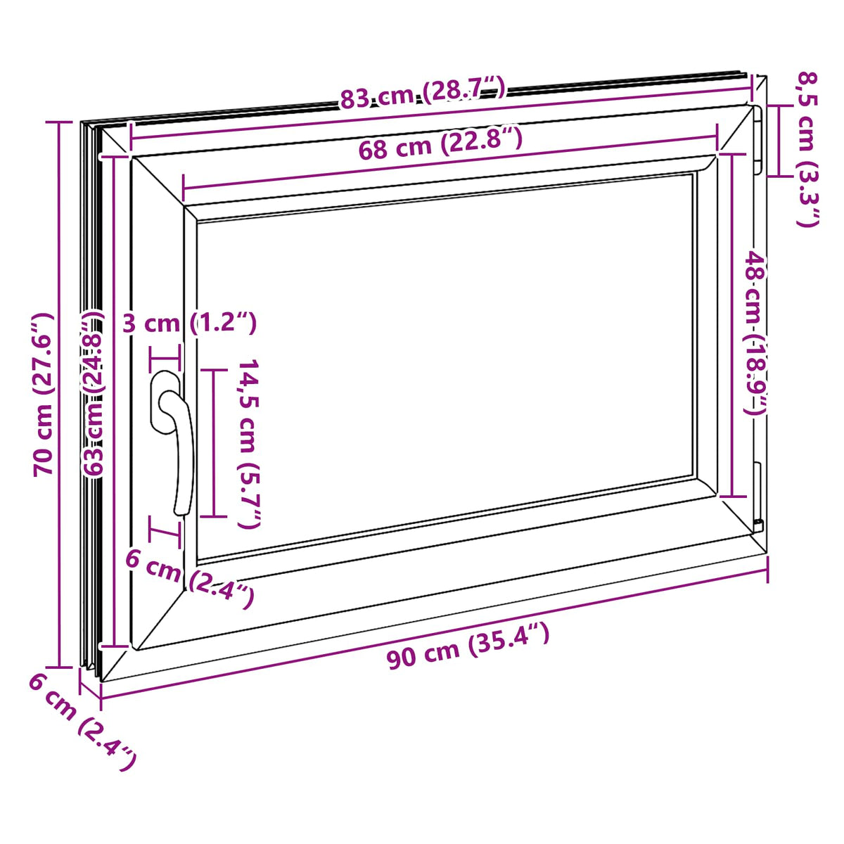 Prozor za podrum RISOR 90 x 60 cm PVC i staklo Antracit