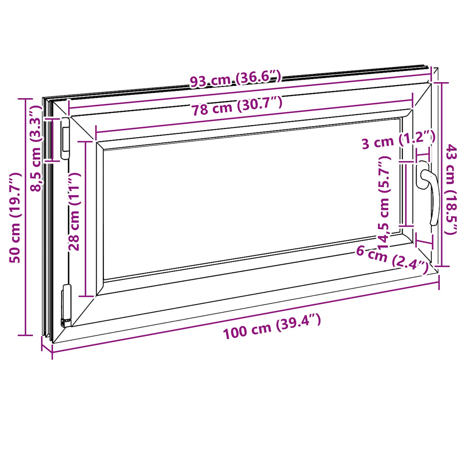 Prozor za podrum RISOR 100 x 50 cm PVC i staklo Antracit