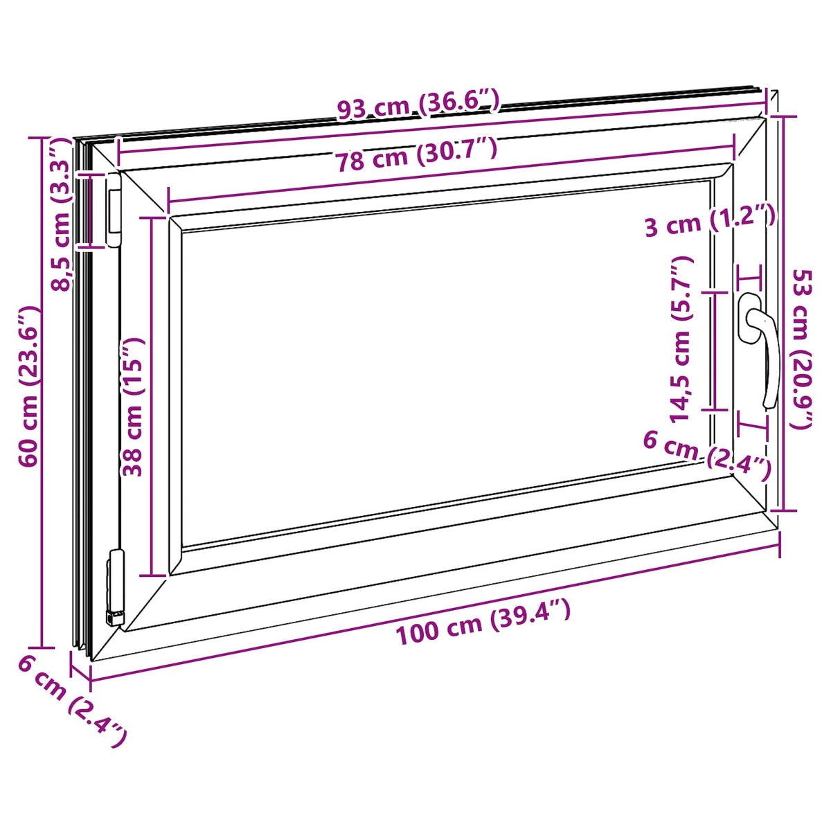 Prozor za podrum RISOR 100 x 60 cm PVC i staklo Antracit