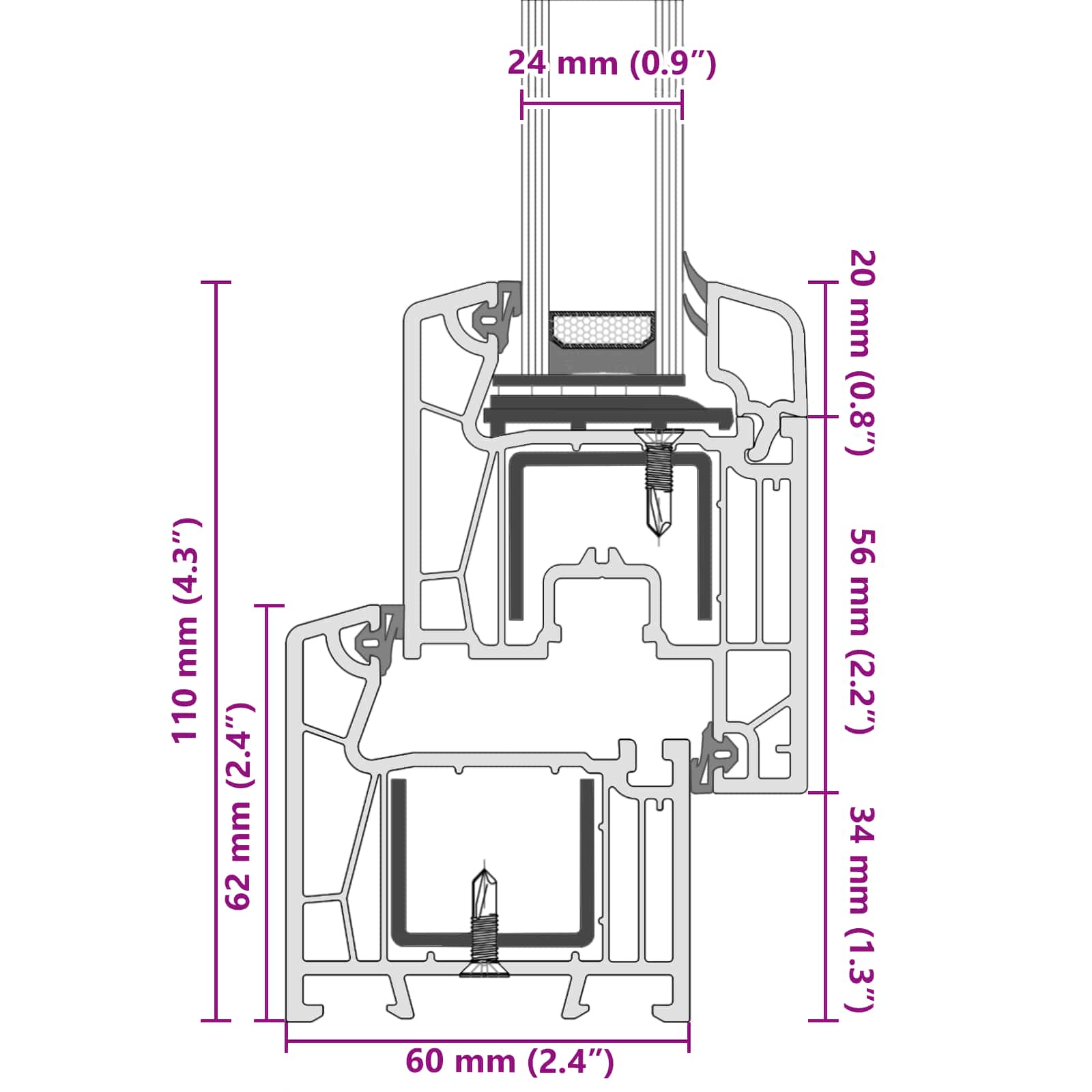 Prozor za podrum RISOR 100 x 60 cm PVC i staklo Antracit