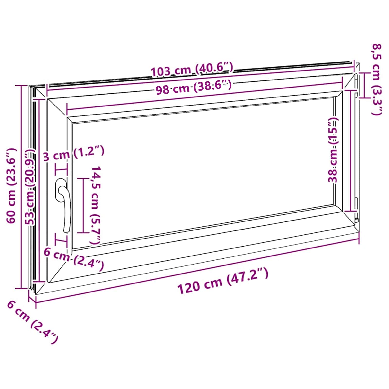 Prozor za podrum RISOR 120 x 60 cm PVC i staklo Antracit