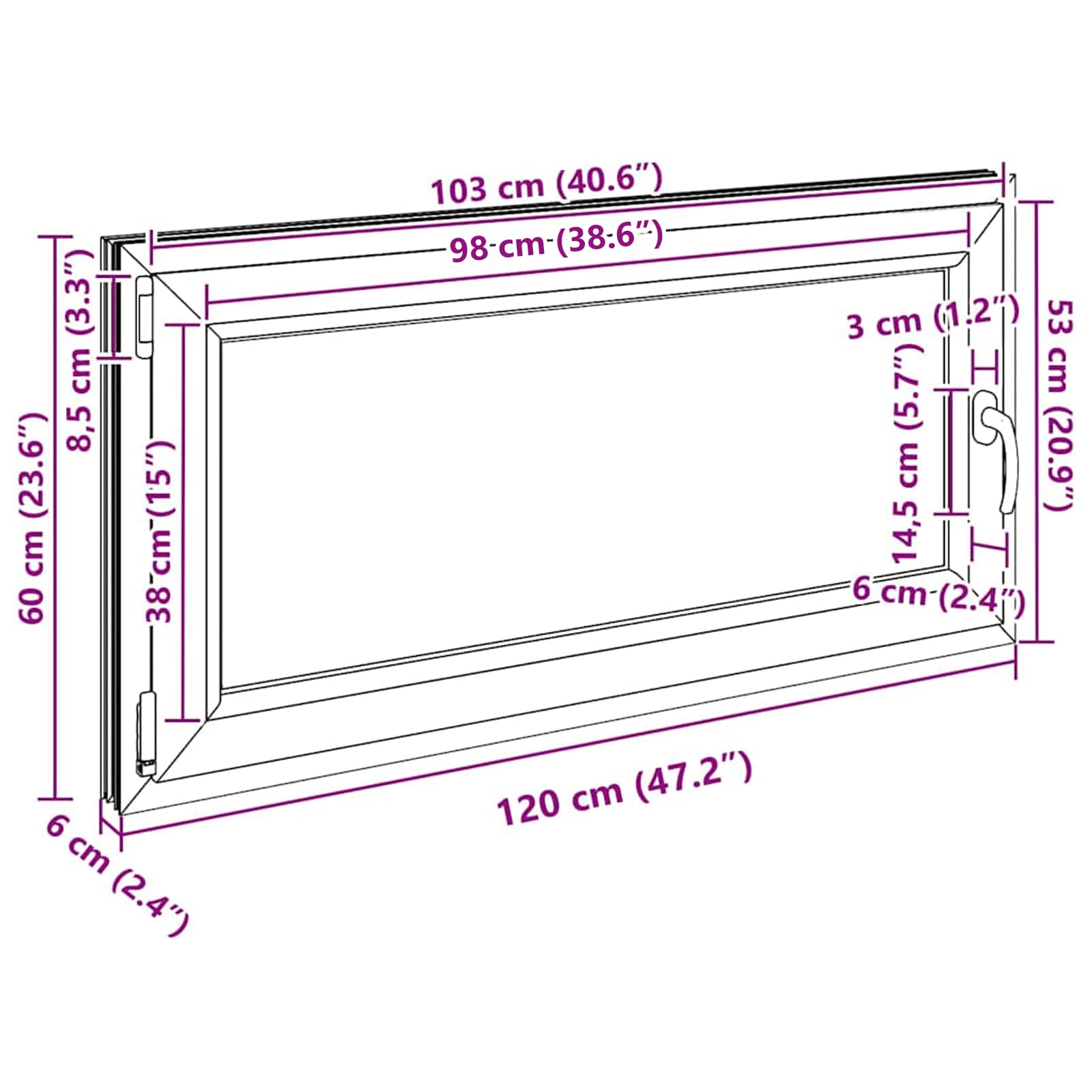 Prozor za podrum RISOR 120 x 60 cm PVC i staklo Antracit