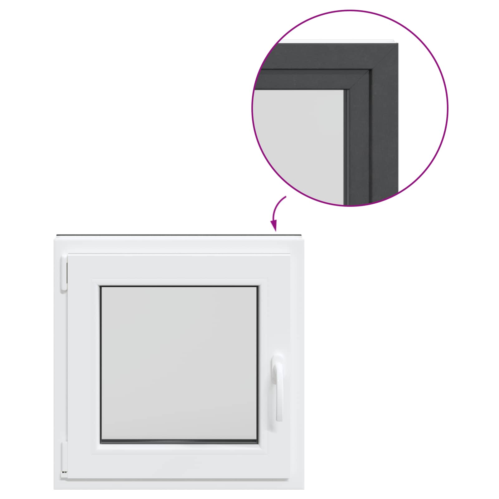 Prozor za podrum RISOR 50 x 50 cm PVC i staklo Antracit