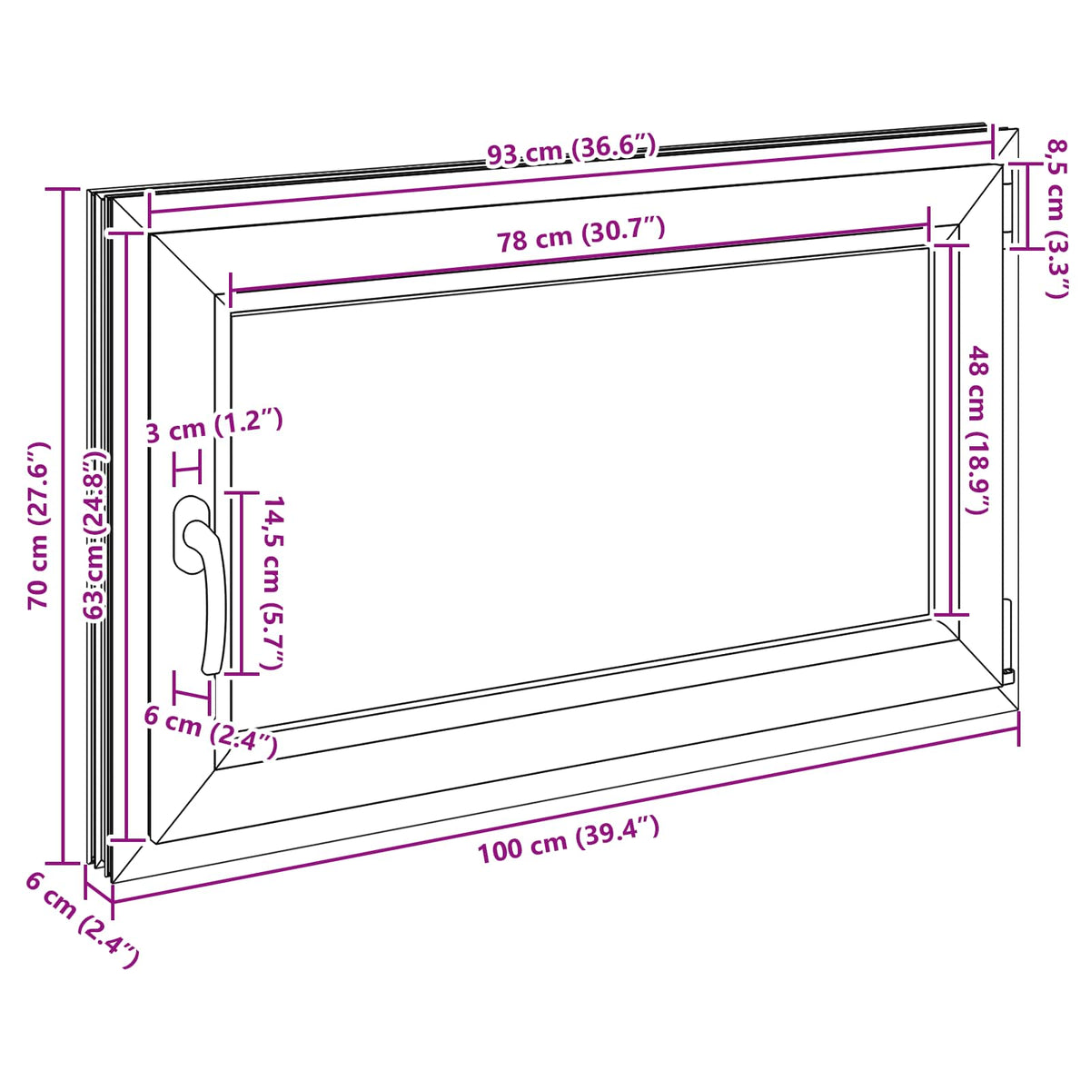 Prozor za podrum RISOR 100 x 70 cm PVC i staklo Antracit