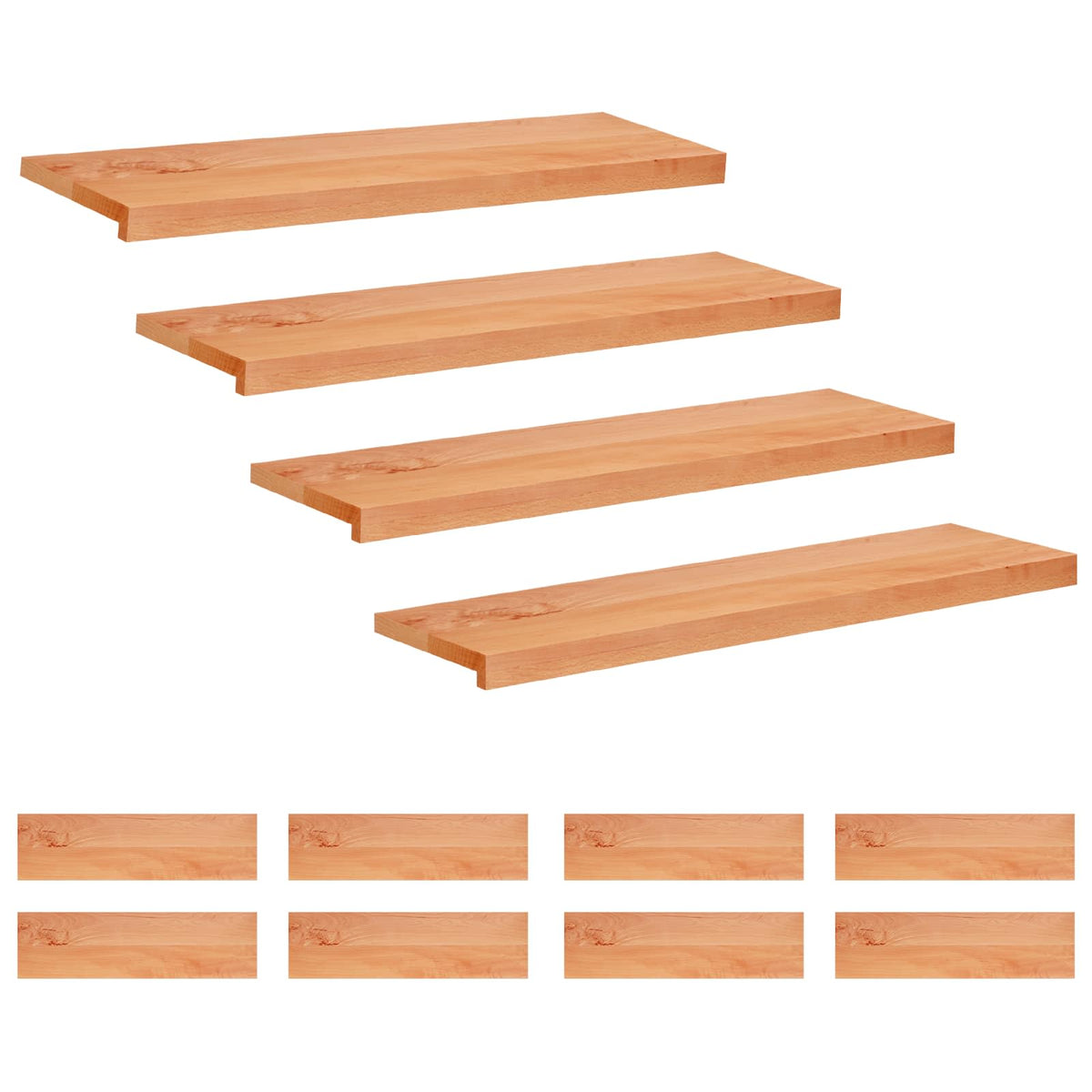 Step treads 12 kom. 100 x 25 x 2 cm Lak Čvrsto drvo bukve