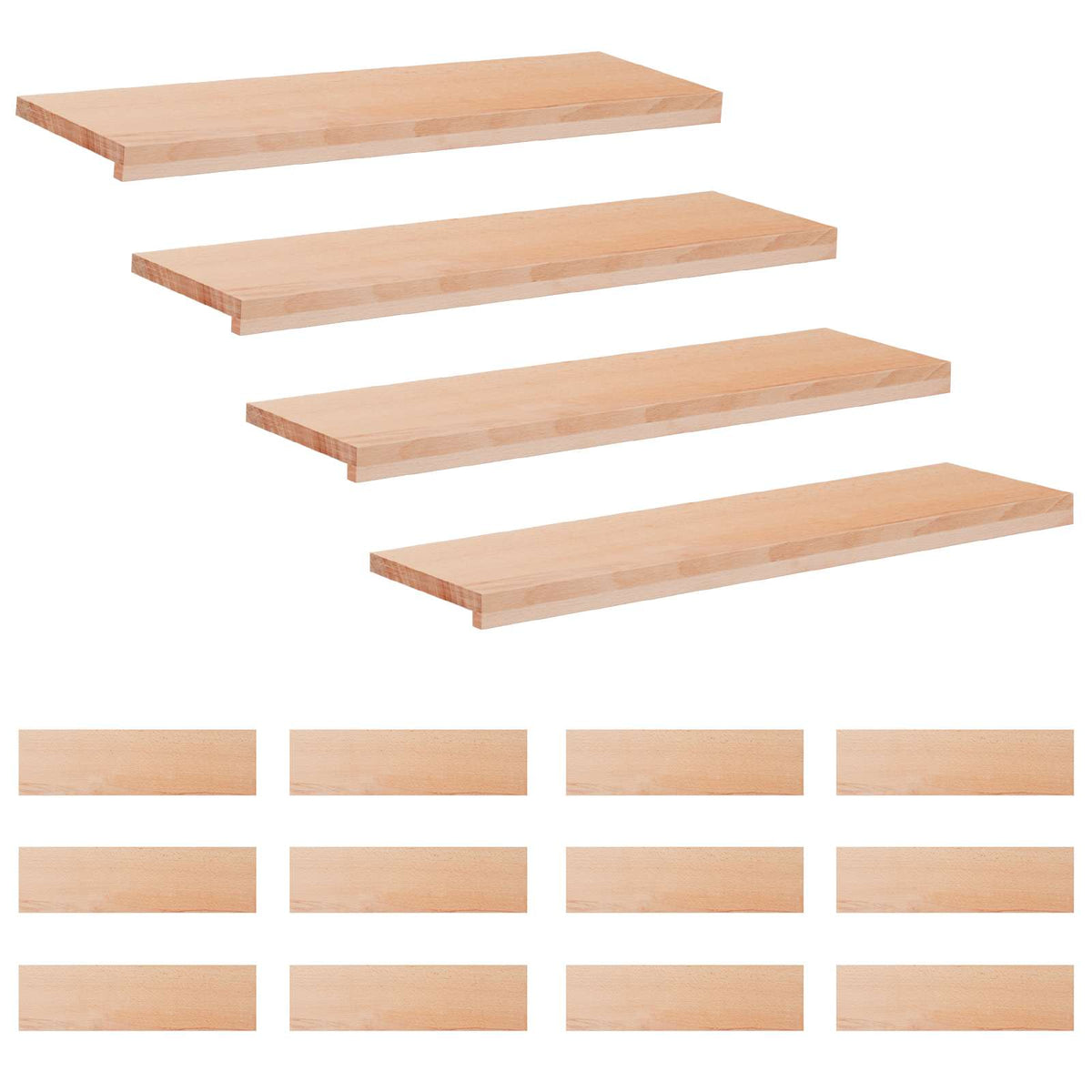 Step treads 16 kom. 100 x 25 x 2 cm Prirodna Čvrsto drvo bukve
