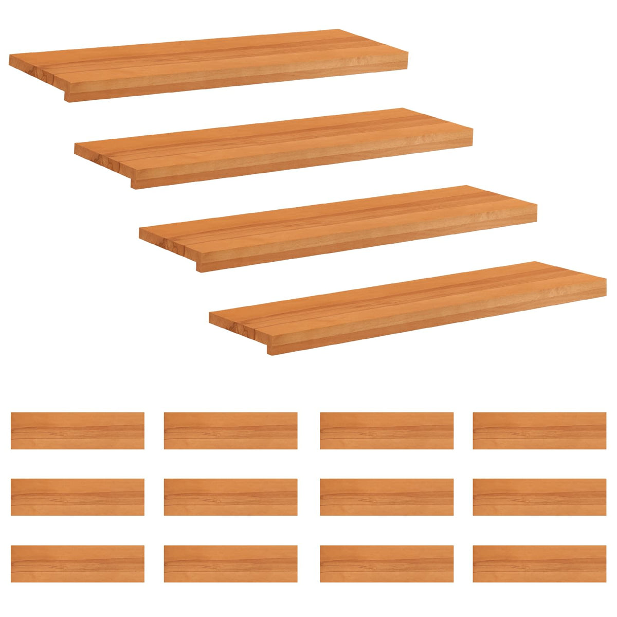 Step treads 16 kom. 90 x 25 x 2 cm Svijetlosmeđa