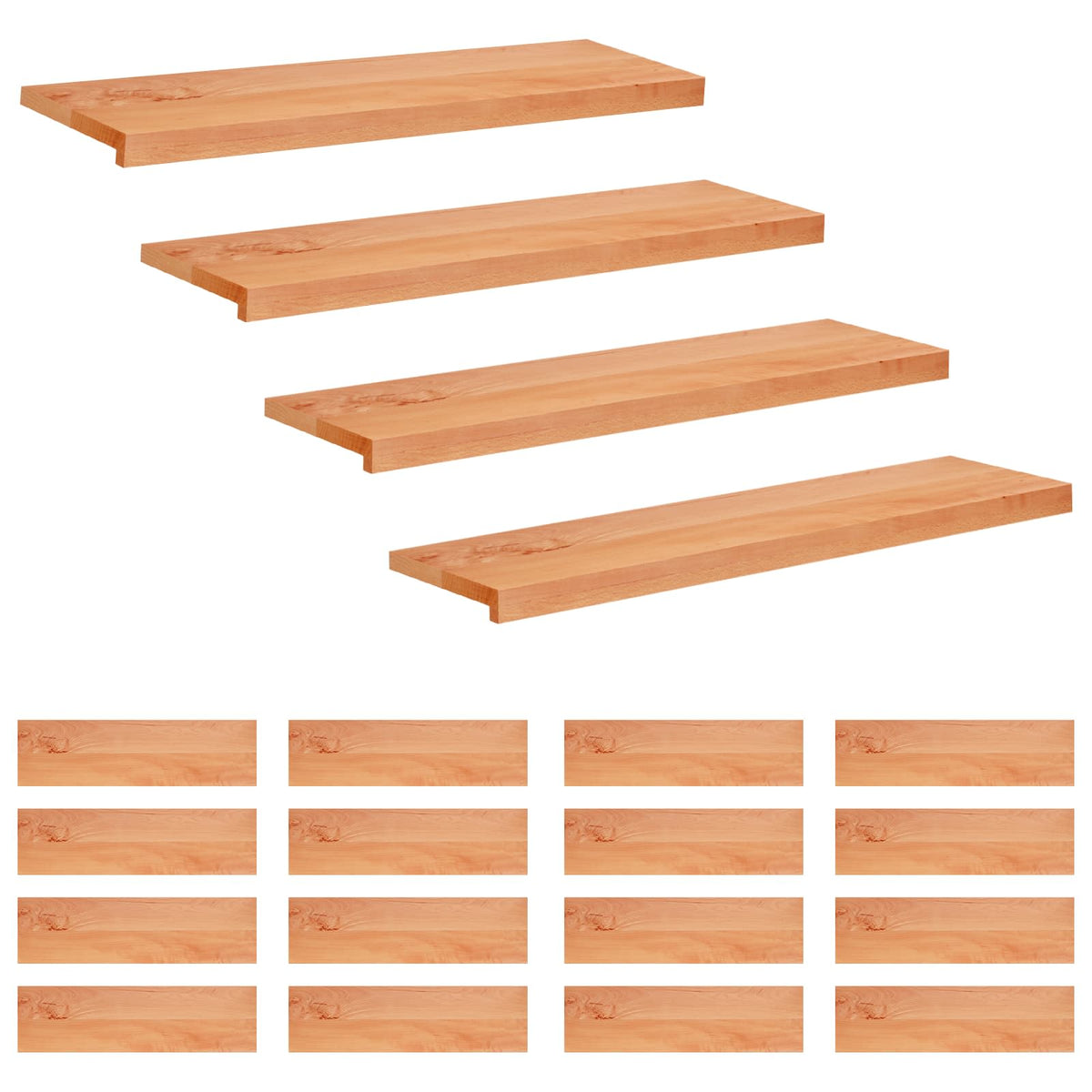 Step treads 20 kom. 100 x 30 x 2 cm Lak Čvrsto drvo bukve
