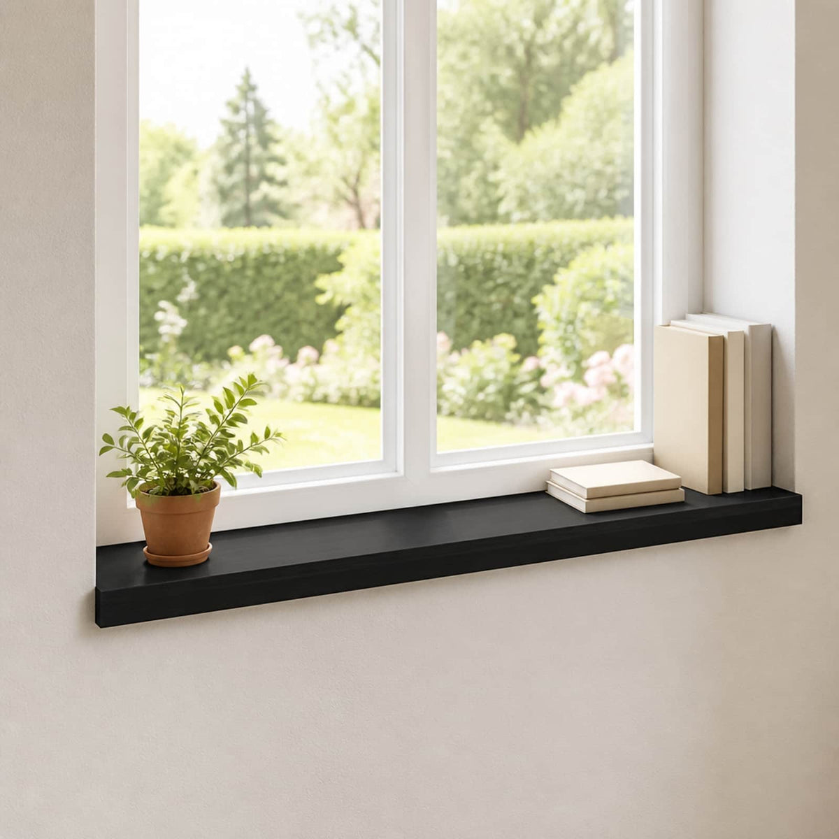 Prozorske klupice 2 kom. Crna 100 x 15 x 2 cm Čvrsto drvo bukve