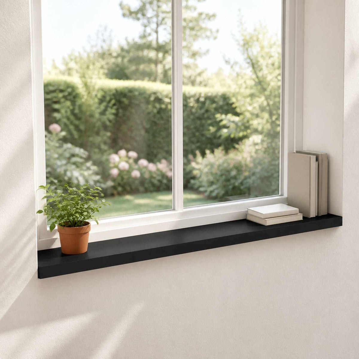 Prozorske klupice 2 kom. Crna 140 x 20 x 2 cm Čvrsto drvo bukve