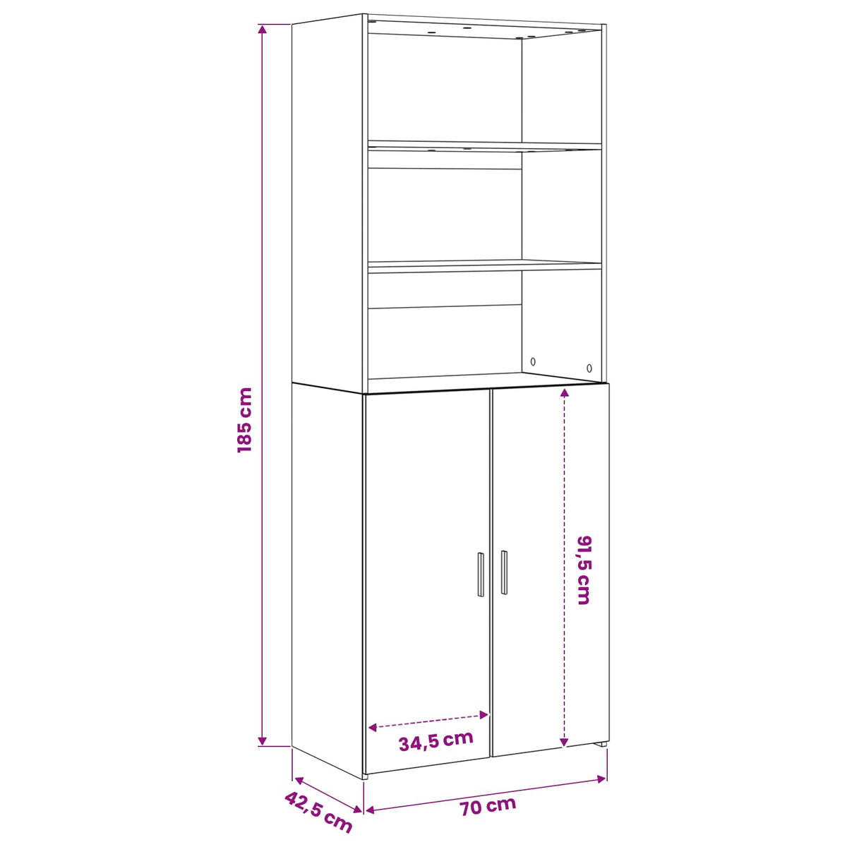 Highboard Hrast artisan 70 x 42,5 x 185 cm Konstruirano drvo