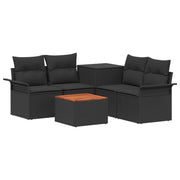Set sofe 6 pcs 4-Broj sjedala Crna Poli Rattan i čelik