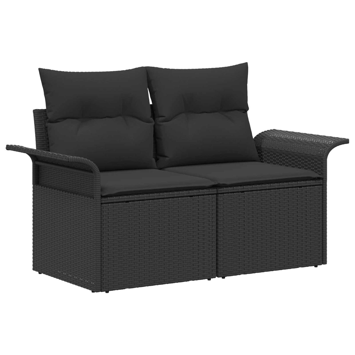 Set sofe 6 pcs 4-Broj sjedala Crna Poli Rattan i čelik