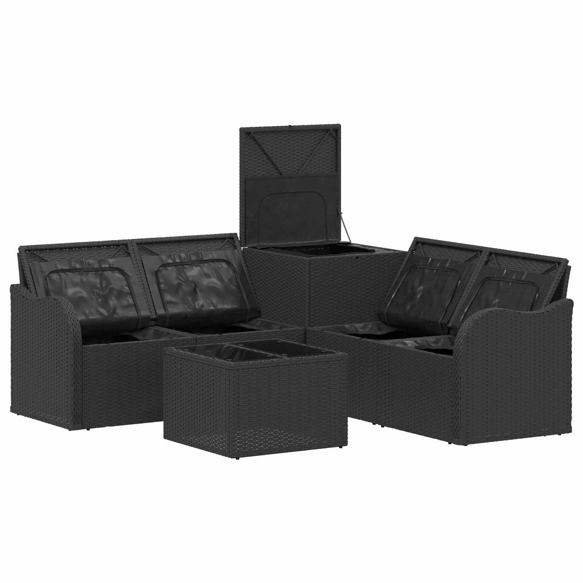 Set sofe 6 kom. Crna i krem-bijela Poli Rattan i čelik