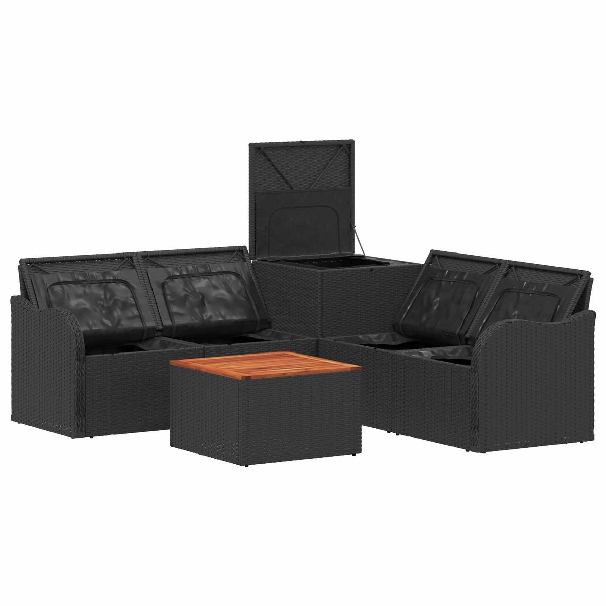 Set sofe 6 kom. Crna i krem-bijela Poli Rattan i čelik