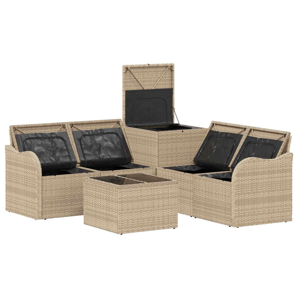Set sofe 6 kom. Bež i krem bijela Poli Rattan i čelik