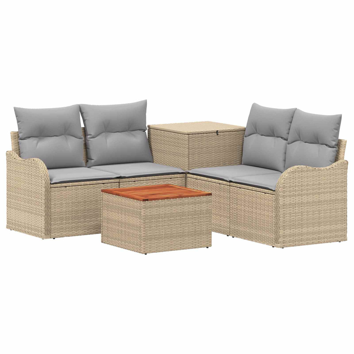Set sofe 6 kom. Bež i svijetlo siva Poli Rattan i čelik
