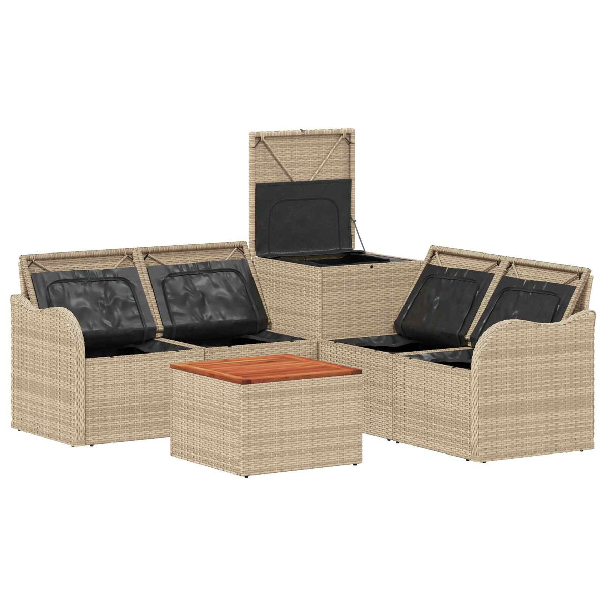 Set sofe 6 kom. Bež i krem bijela Poli Rattan i čelik