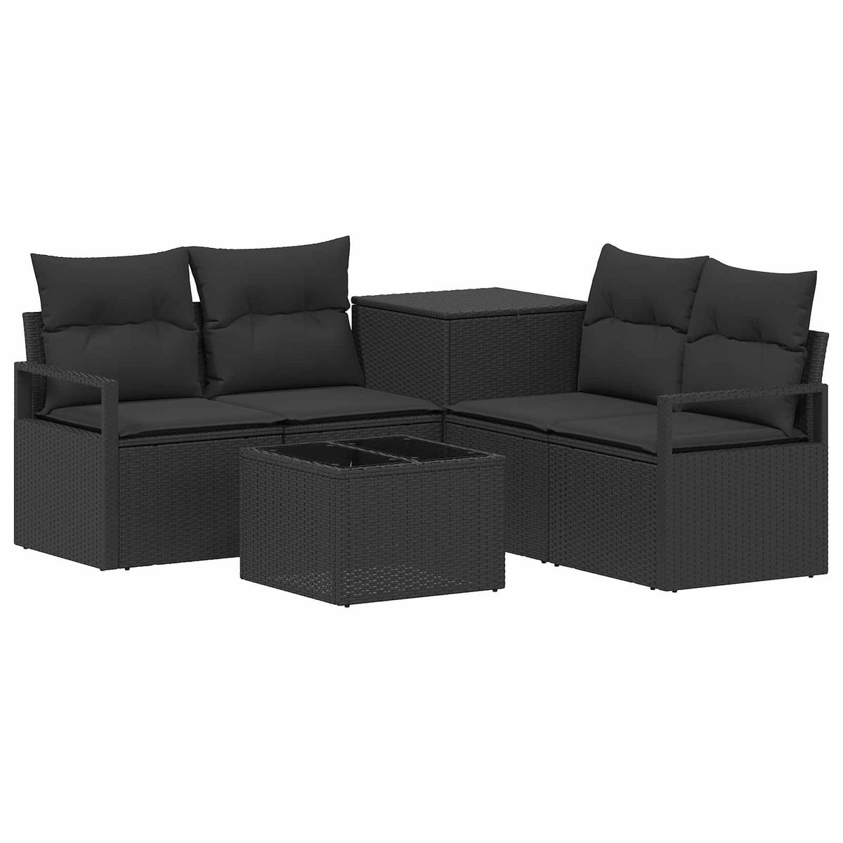 Set sofe 6 kom. Crna Poli Rattan i čelik