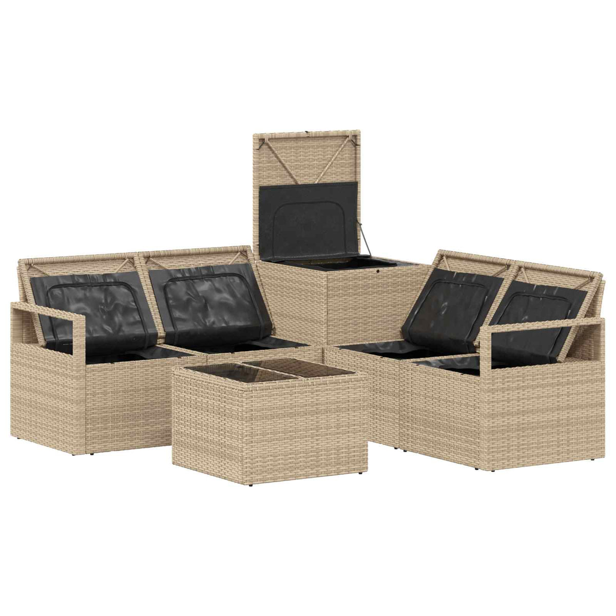 Set sofe 6 kom. Bež i krem bijela Poli Rattan i čelik