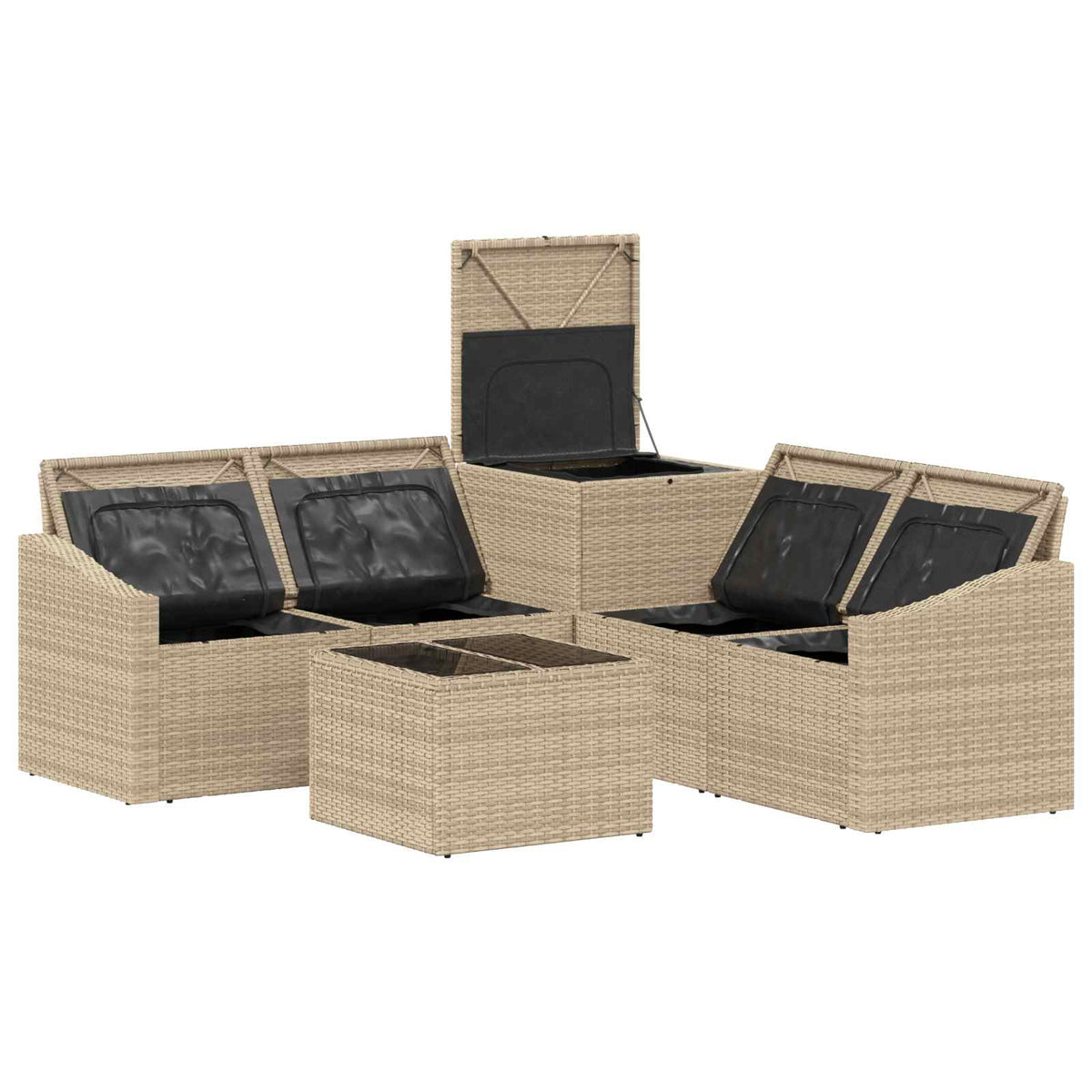 Set sofe 6 kom. Bež i krem bijela Poli Rattan i čelik