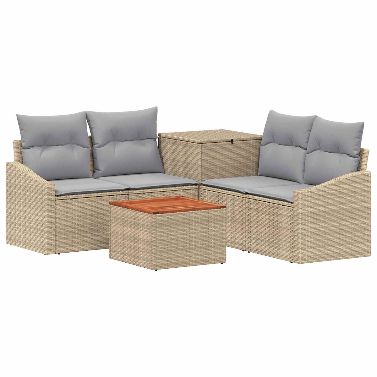 Set sofe 6 kom. Bež i svijetlo siva Poli Rattan i čelik