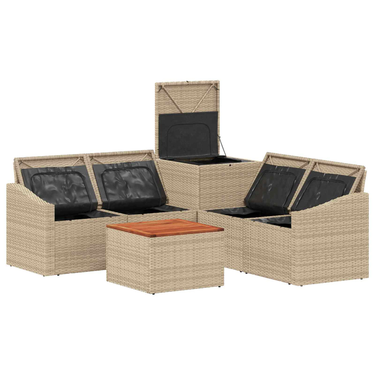Set sofe 6 kom. Bež i krem bijela Poli Rattan i čelik