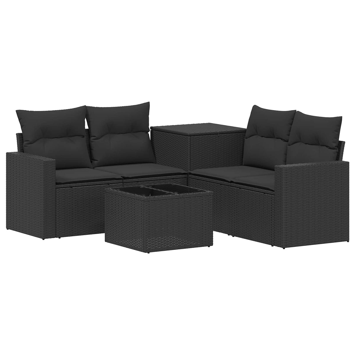 Set sofe 6 kom. Crna Poli Rattan i čelik