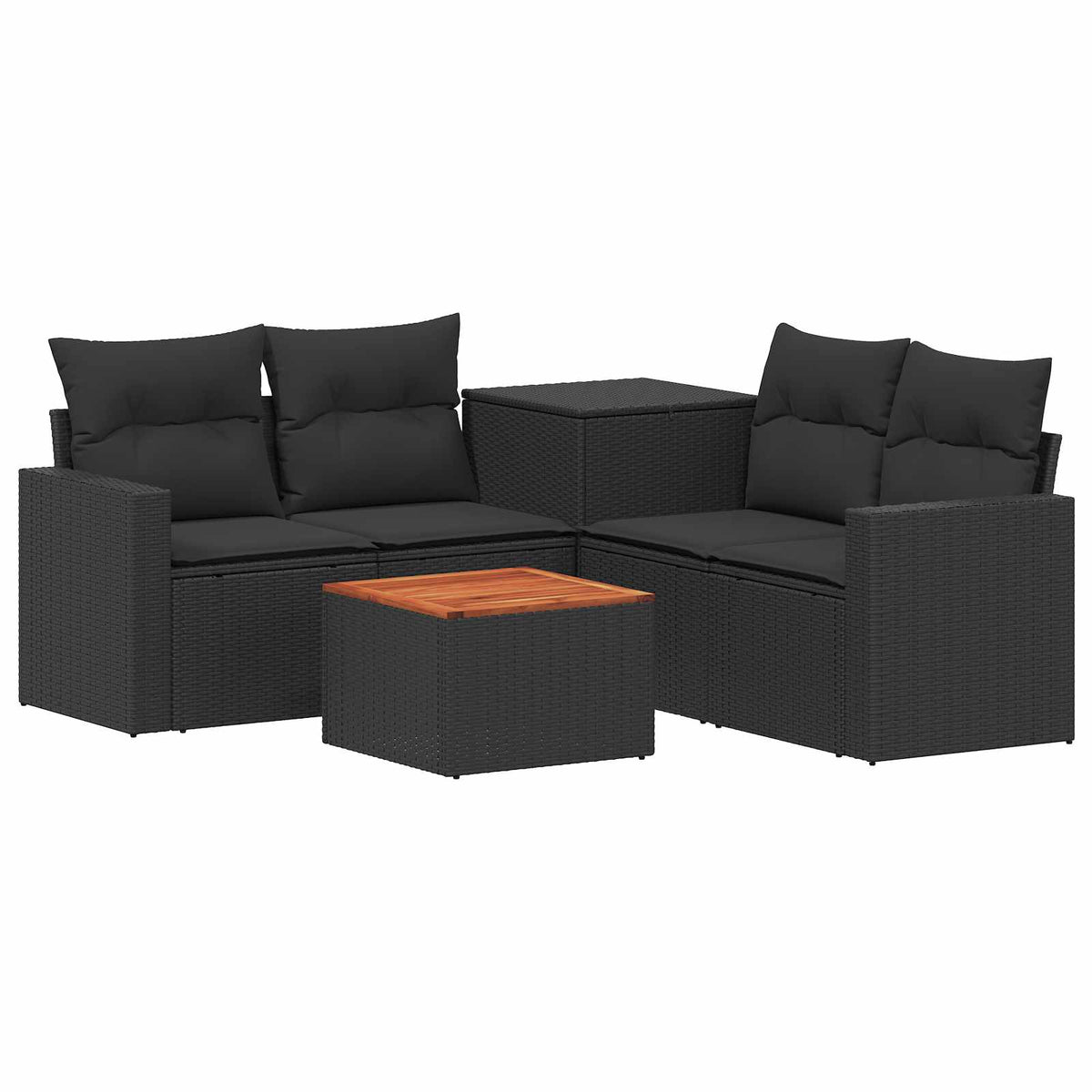 Set sofe 6 kom. Crna Poli Rattan i čelik
