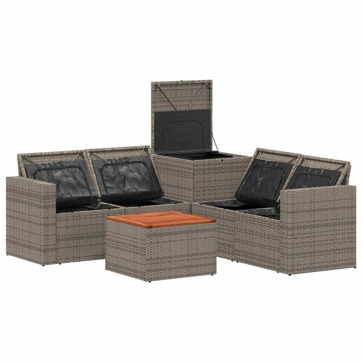 Set sofe 6 kom. Siva i tamnoplava Poli Rattan i čelik