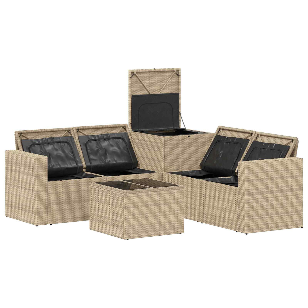 Set sofe 6 kom. Bež i krem bijela Poli Rattan i čelik