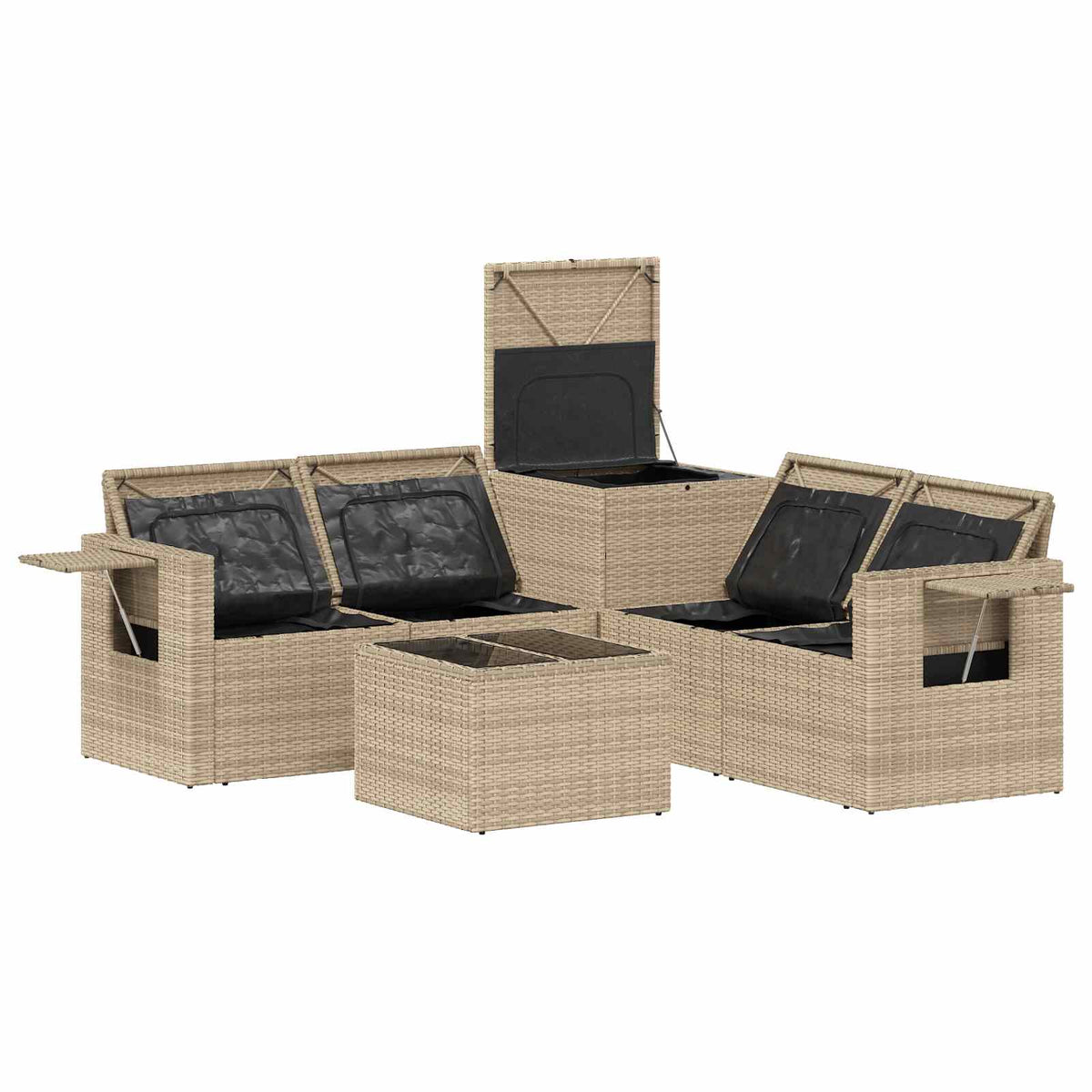 Set sofe 6 kom. Bež i krem bijela Poli Rattan i čelik