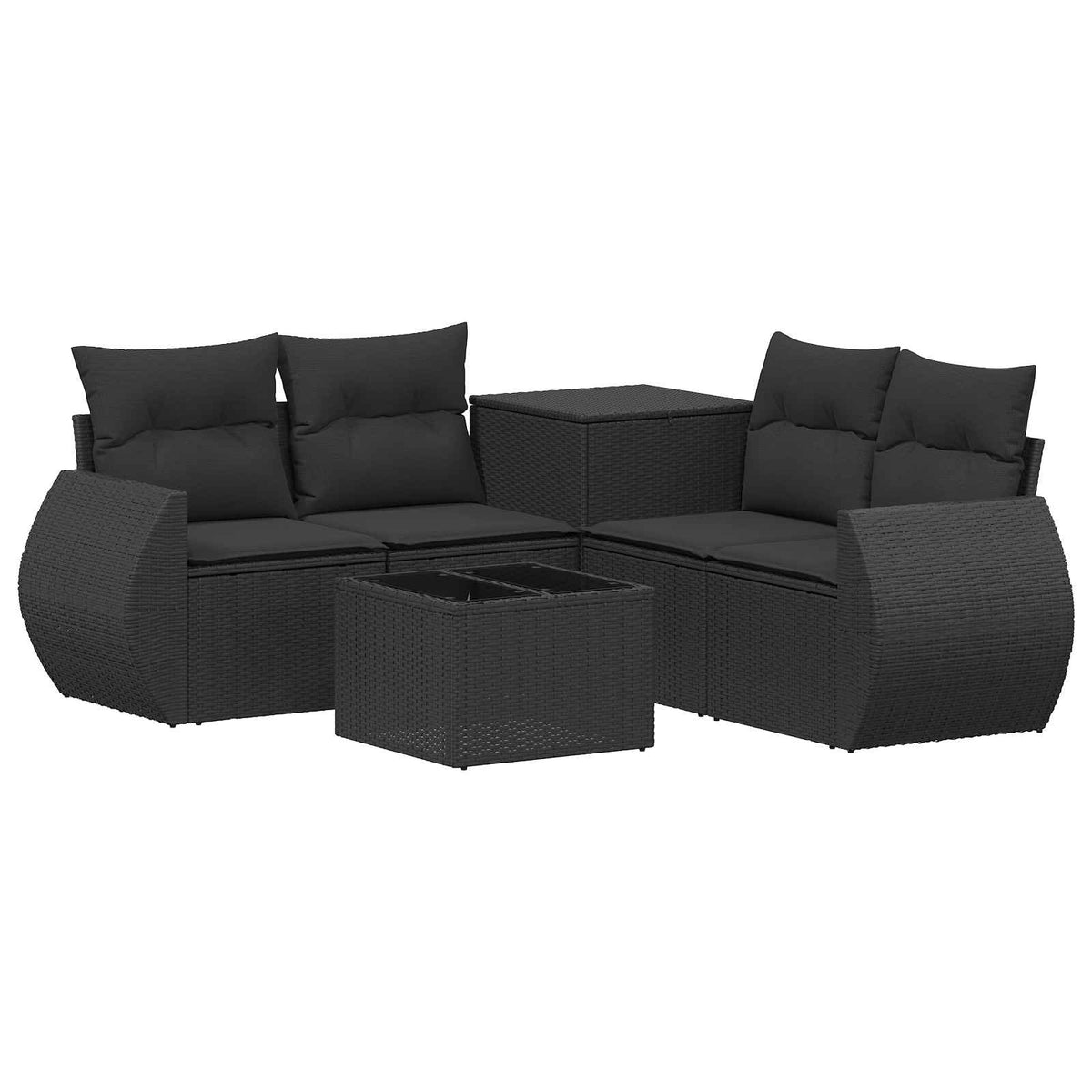 Set sofe 6 kom. Crna Poli Rattan i čelik