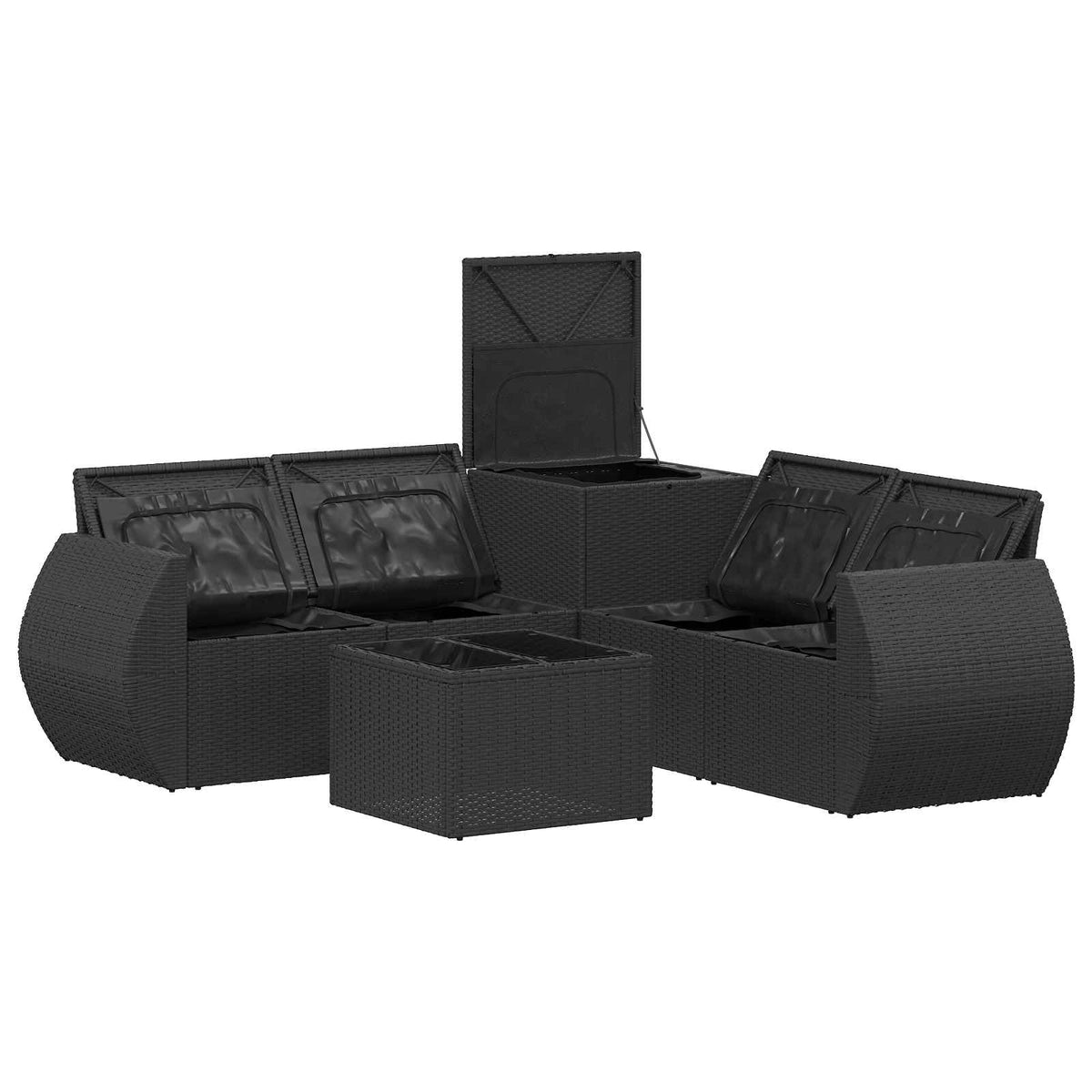 Set sofe 6 kom. Crna i Plava Poli Rattan i čelik