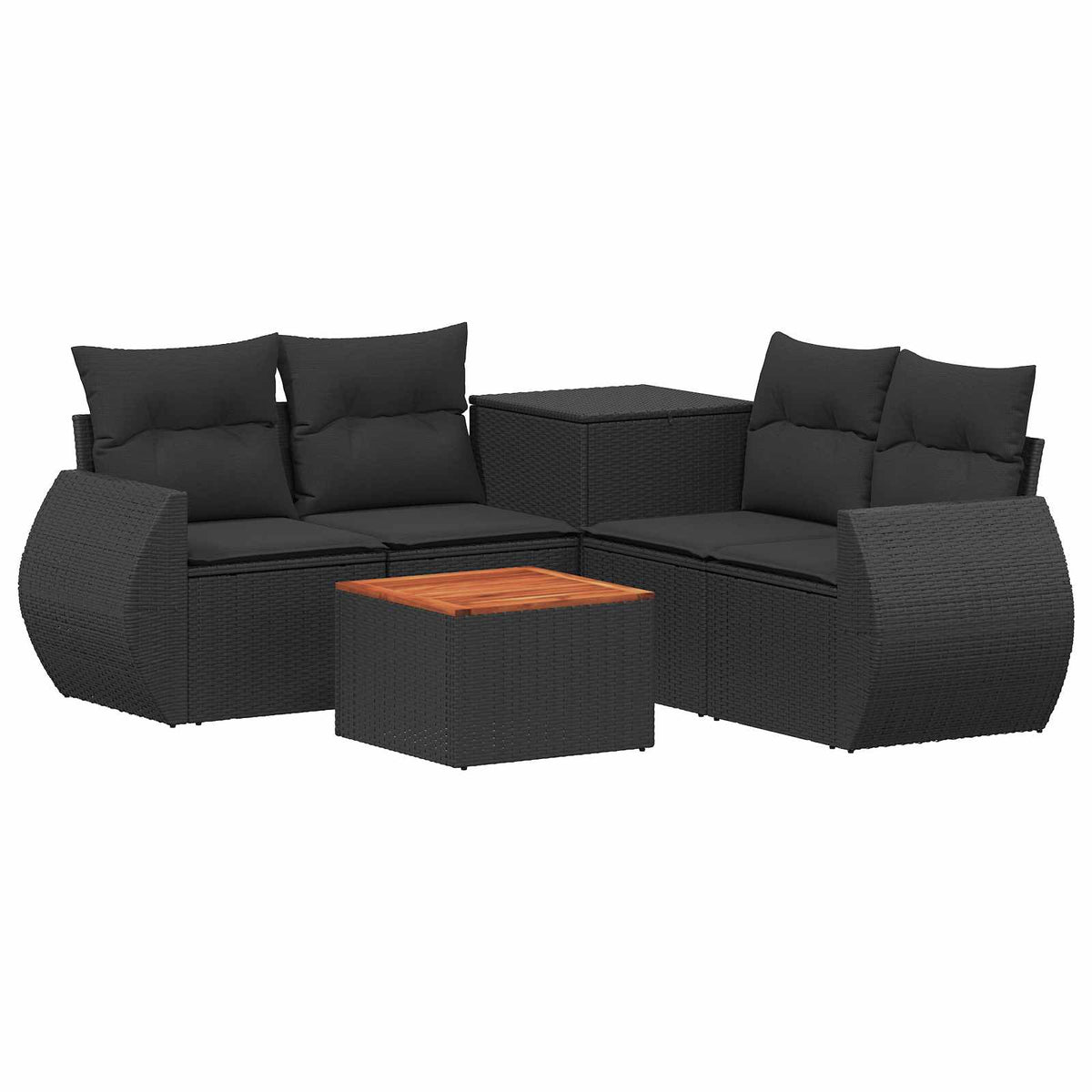 Set sofe 6 kom. Crna Poli Rattan i čelik