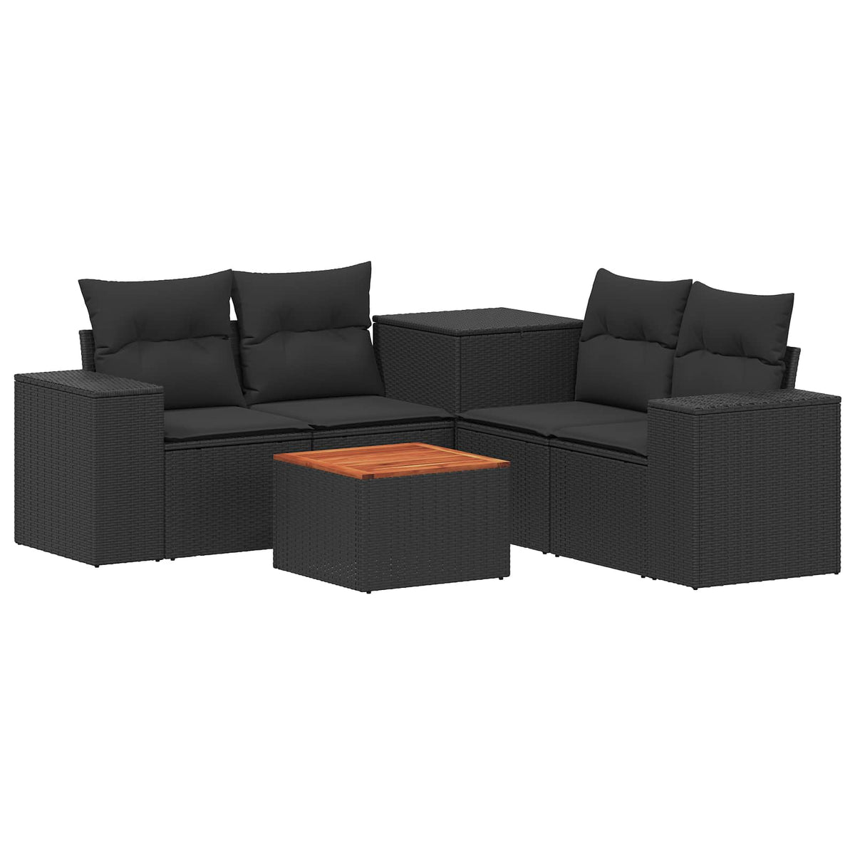 Set sofe 6 kom. Crna Poli Rattan i čelik