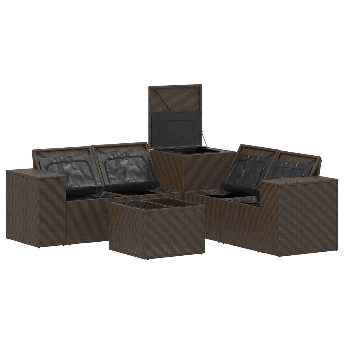 Set sofe 6 kom. Smeđa i crvena Poli Rattan i čelik