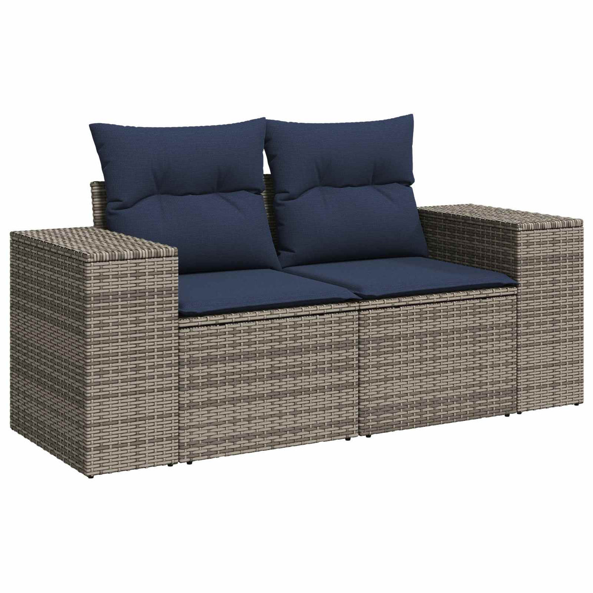 Set sofe 6 kom. Siva i tamnoplava Poli Rattan i čelik