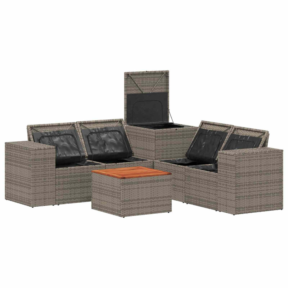 Set sofe 6 kom. Siva i tamnoplava Poli Rattan i čelik