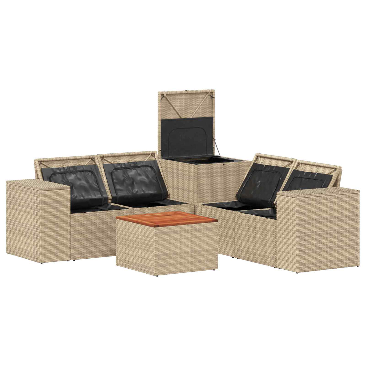 Set sofe 6 kom. Bež i krem bijela Poli Rattan i čelik