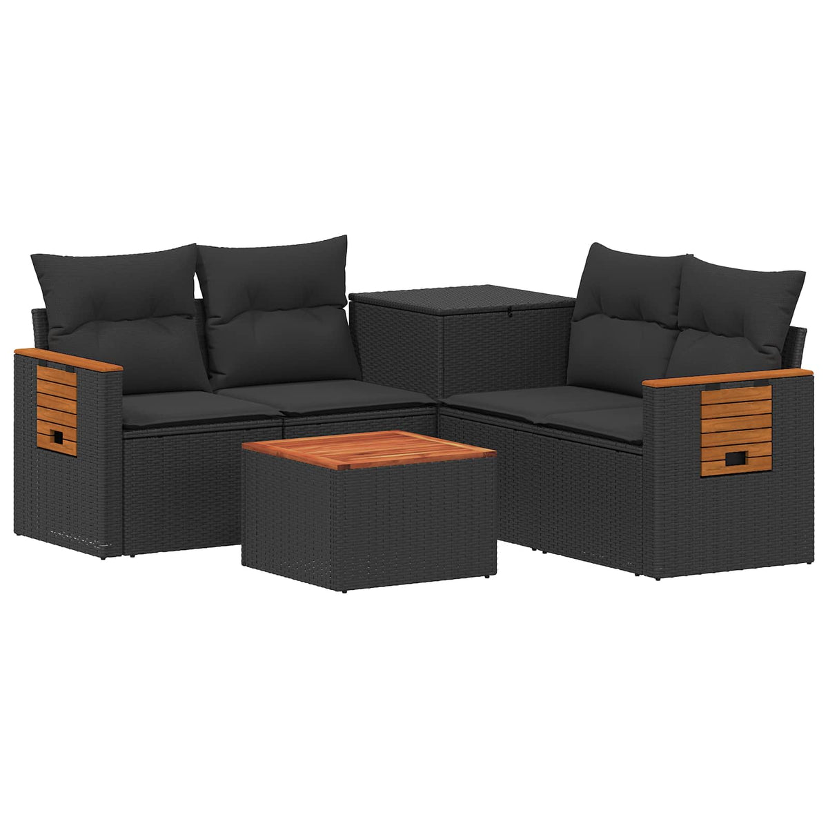 Set sofe 6 kom. Crna Poli Rattan i čelik