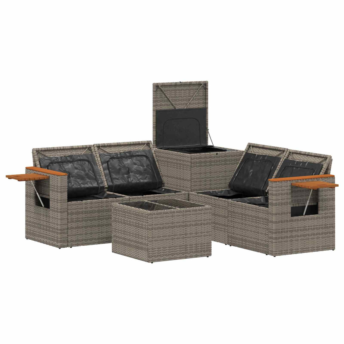 Set sofe 6 kom. Siva i tamnoplava Poli Rattan i čelik